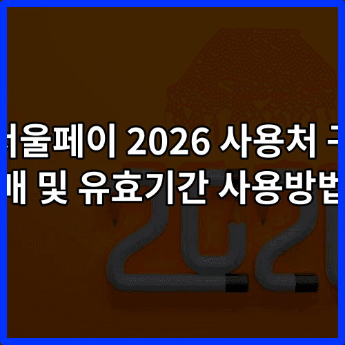 서울페이 2026 사용처 구매 및 유효기간 사용방법