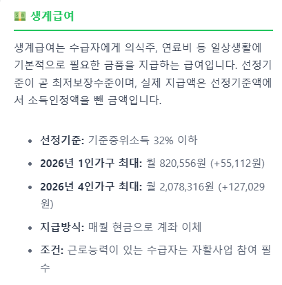 기초생활수급자 혜택 알리미